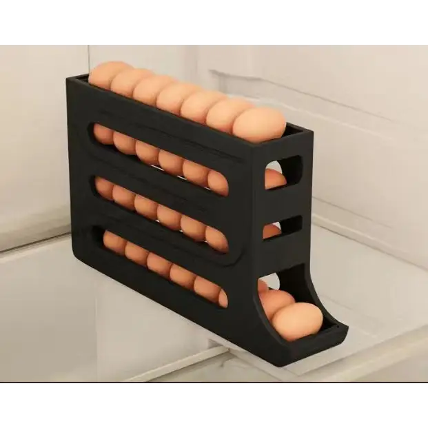 Refrigerator 4-Layer Automatic Egg Roller Sliding Egg Tray Refrigerator Side Door Large Capacity Holder Egg Storage Box Kitchen Gadgets Beyond Trends Hub