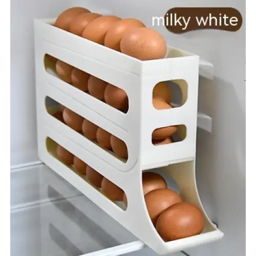 Refrigerator 4-Layer Automatic Egg Roller Sliding Egg Tray Refrigerator Side Door Large Capacity Holder Egg Storage Box Kitchen Gadgets Beyond Trends Hub