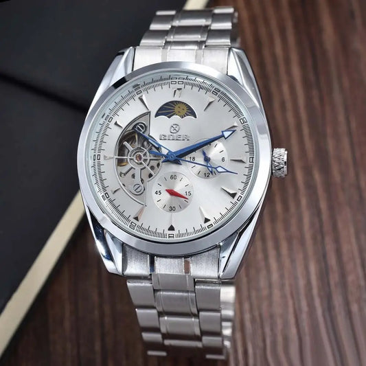 Relogio Masculino Men Tourbillon Watches Stainless Steel Band Automatic Mechanical Wristwatches Moon Phase Small Seconds Watch - Beyond Trends Hub 