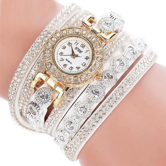 Relogio masculino Women Quartz Women PU Leather Rhinestone Watch Bracelet Watches - Beyond Trends Hub 