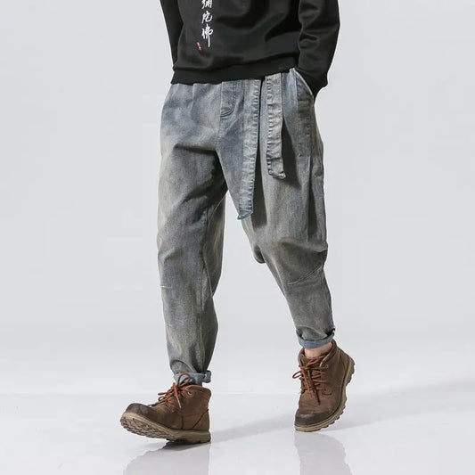 Retro Loose Denim Trousers Fashion Plus Size Men - 4
