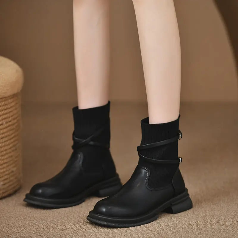 Retro Platform Knitted Martin Boots For Women Beyond Trends Hub