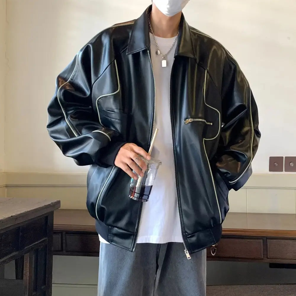 Retro Solid PU Leather Lapel Jackets For Men And Women Beyond Trends Hub