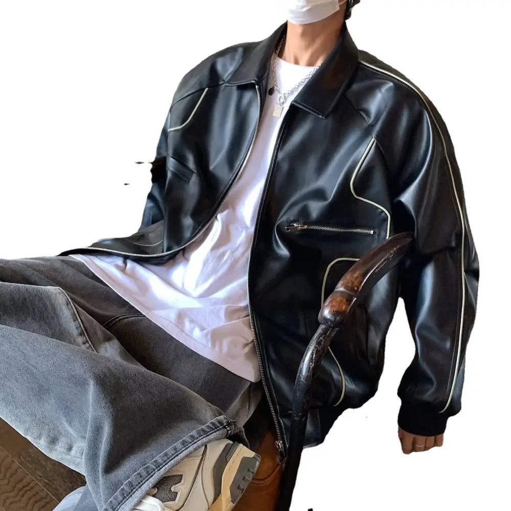 Retro Solid PU Leather Lapel Jackets For Men And Women Beyond Trends Hub