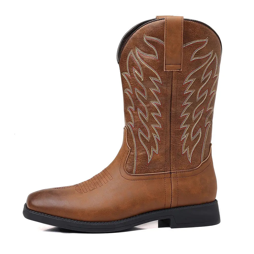 Retro Wide Head Western Cowboy Boot Beyond Trends Hub