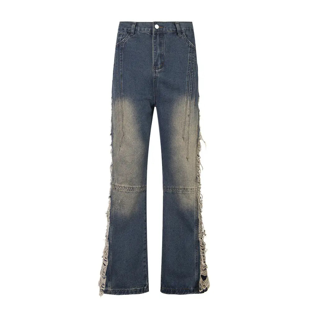 Ripped Denim Trousers For Men And Women - Blue / S