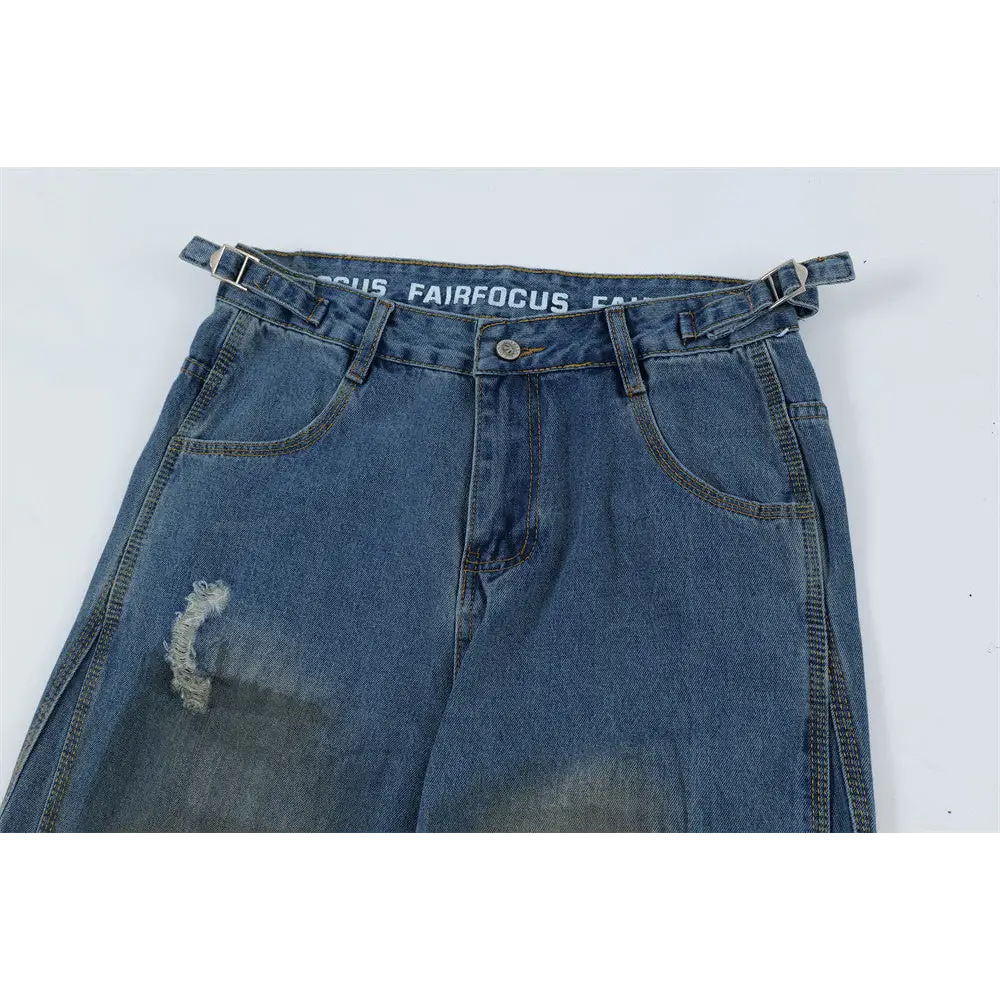Ripped Dirty Denim Trousers For Men