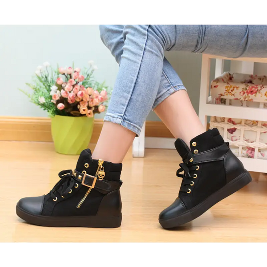 Riveted Canvas Shoes Middle Side Platform Shoes