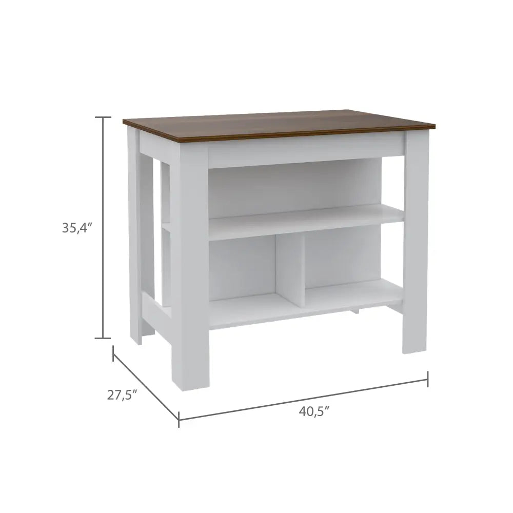 Rockaway 3-Shelf Kitchen Island White And Walnut - White - 5
