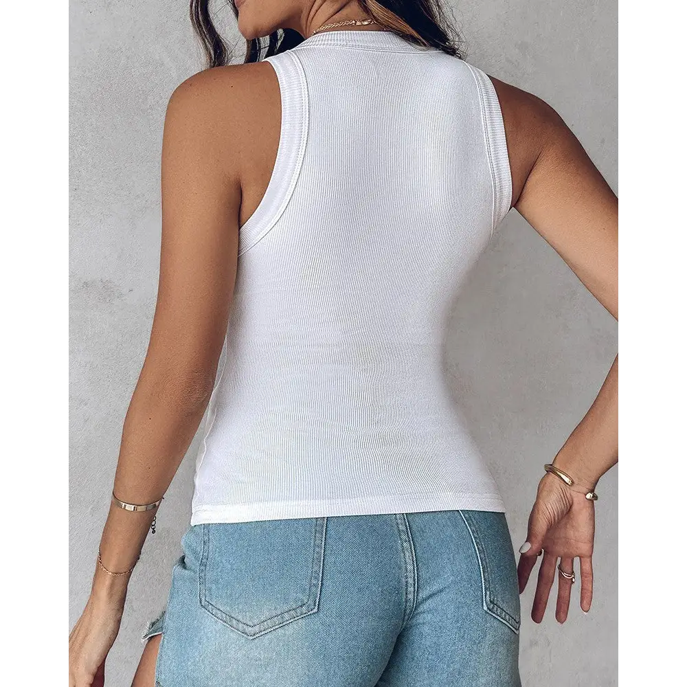 Round Neck Vest With Bra Summer Solid Color Bottom Sleeveless Top Womens Clothing Beyond Trends Hub