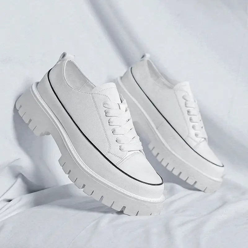 Round Toe Color-blocking Stitching Low Heel Platform Casual Shoes Beyond Trends Hub