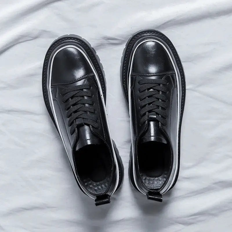 Round Toe Color-blocking Stitching Low Heel Platform Casual Shoes Beyond Trends Hub