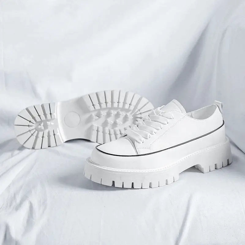 Round Toe Color-blocking Stitching Low Heel Platform Casual Shoes Beyond Trends Hub