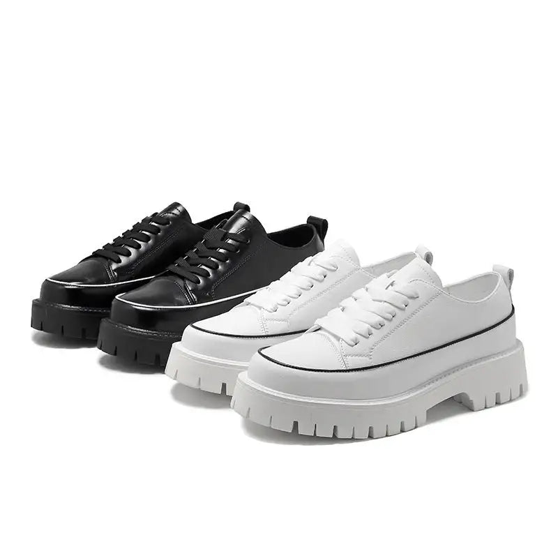 Round Toe Color-blocking Stitching Low Heel Platform Casual Shoes Beyond Trends Hub
