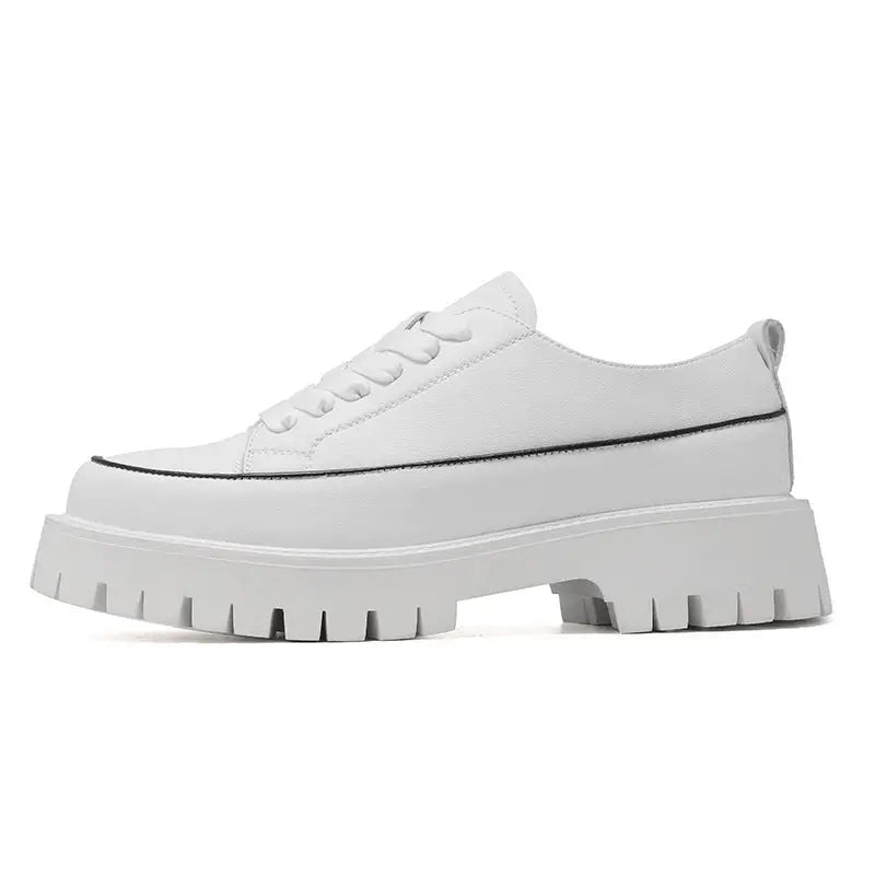 Round Toe Color-blocking Stitching Low Heel Platform Casual Shoes Beyond Trends Hub