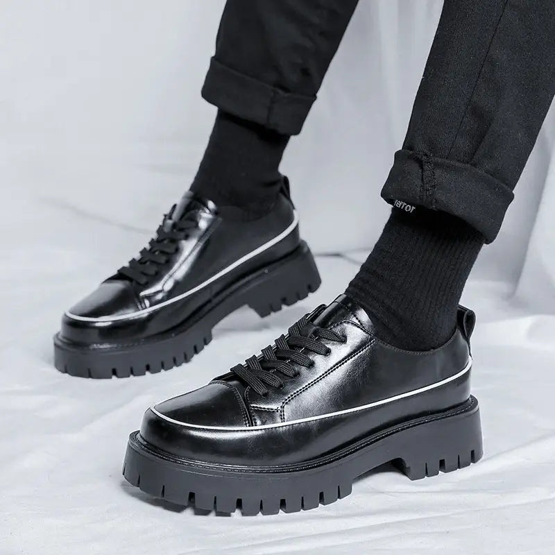 Round Toe Color-blocking Stitching Low Heel Platform Casual Shoes Beyond Trends Hub
