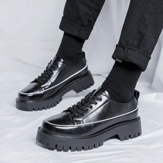 Round Toe Color-blocking Stitching Low Heel Platform Casual Shoes Beyond Trends Hub