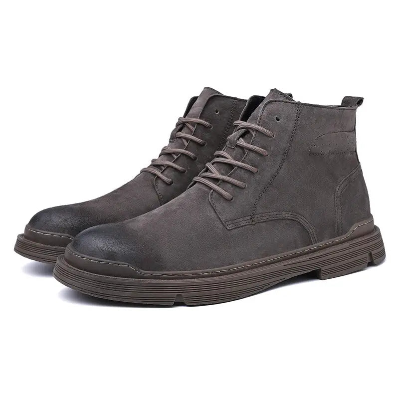 Round Toe Top Layer Cowhide Casual Men's Leather Boots Beyond Trends Hub