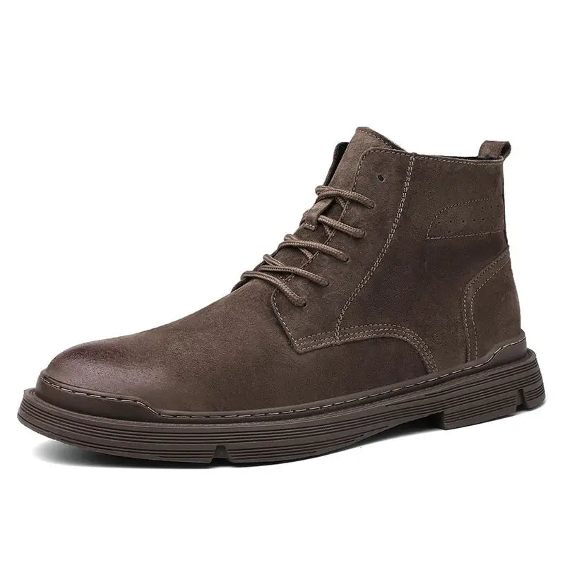 Round Toe Top Layer Cowhide Casual Men's Leather Boots Beyond Trends Hub
