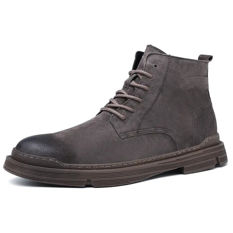 Round Toe Top Layer Cowhide Casual Men's Leather Boots Beyond Trends Hub