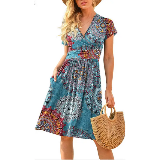 Ruffle Floral Dress Women Long Sleeve A Line Dresses