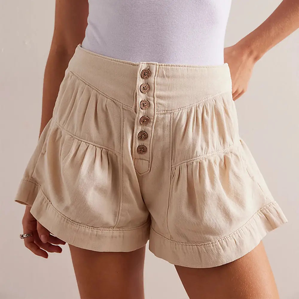 Ruffled Denim Shorts Women's Elastic Pocket Beyond Trends Hub