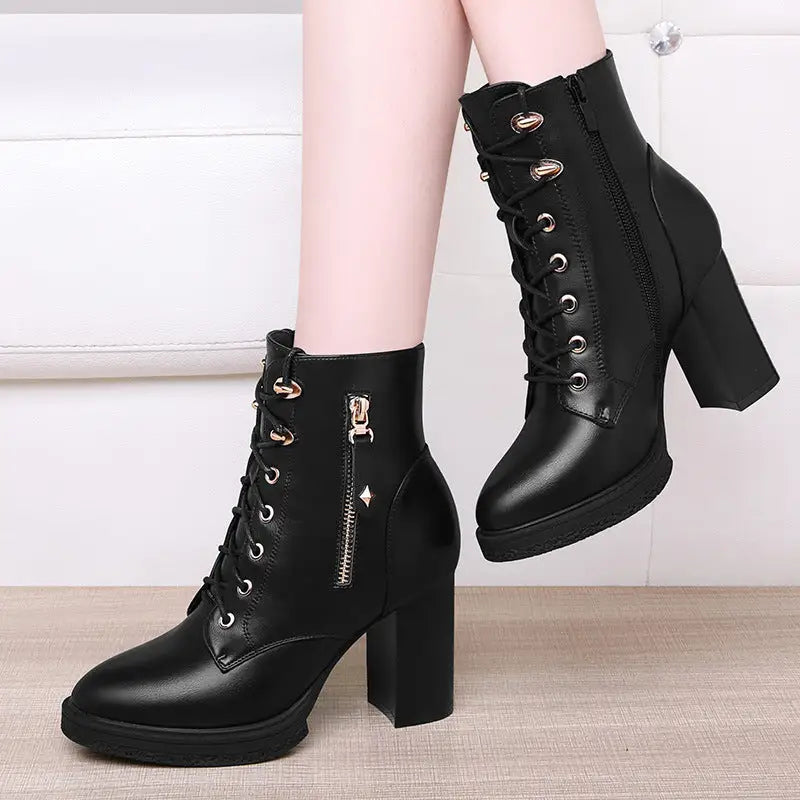 S Women's Shoes British Style Autumn And Winter Single Boots High Heels Women Beyond Trends Hub