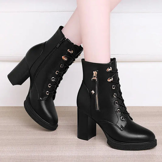 S Women's Shoes British Style Autumn And Winter Single Boots High Heels Women Beyond Trends Hub