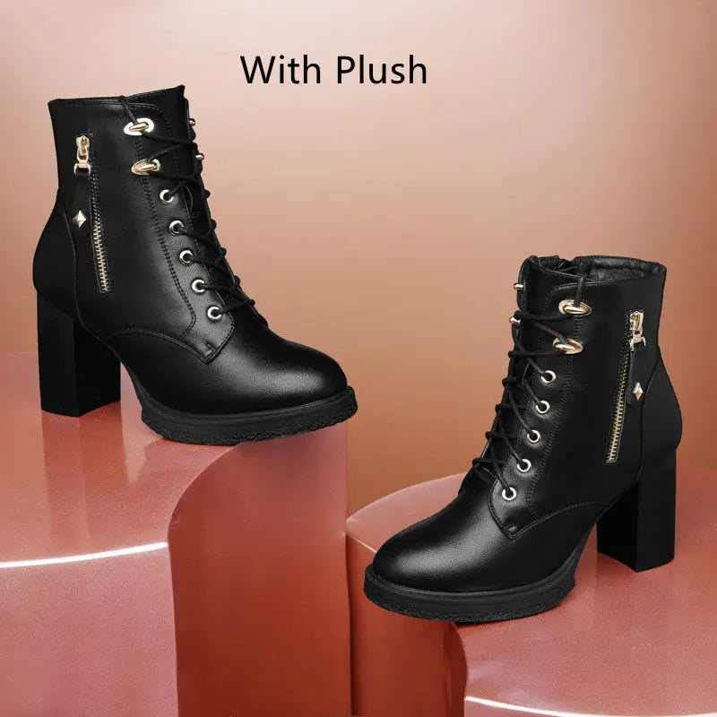 S Women's Shoes British Style Autumn And Winter Single Boots High Heels Women Beyond Trends Hub