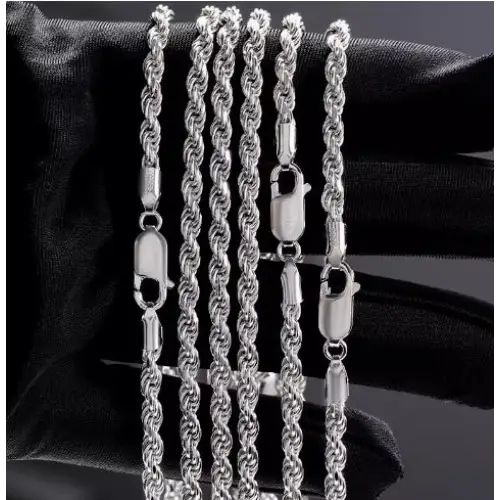 S925   Sterling Silver Plated Fried Dough Twists Chain Necklace For Men And Women Beyond Trends Hub