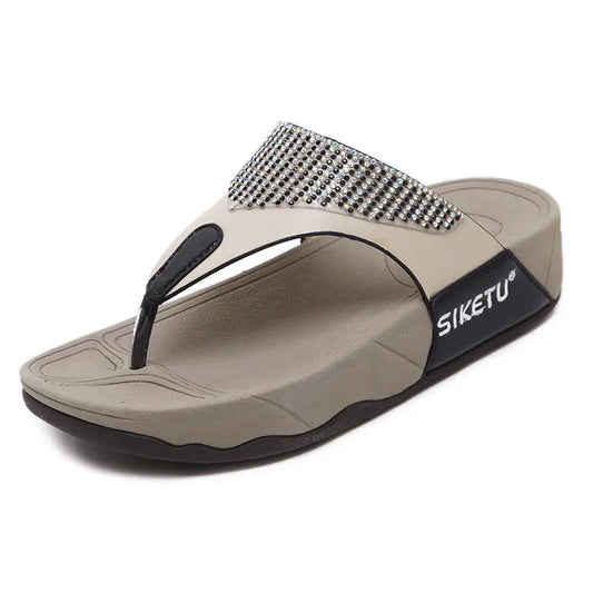 Sandals For Women Women’s Sandals And Slippers With Rhinestone Thick Heel