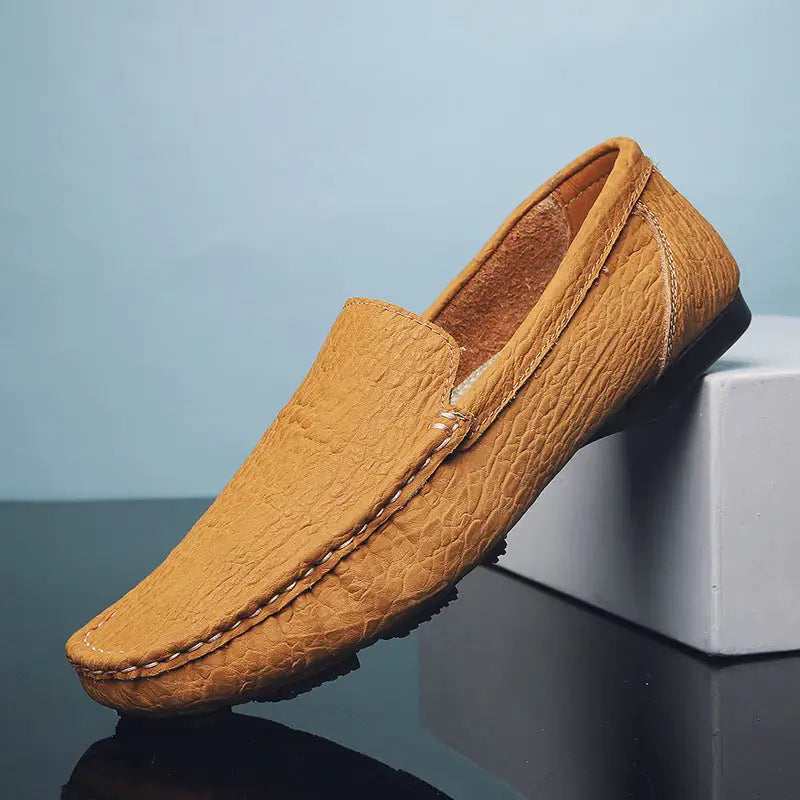 Set Foot Lazy Casual Hand Stitched Leather Shoes - Yellow / 39