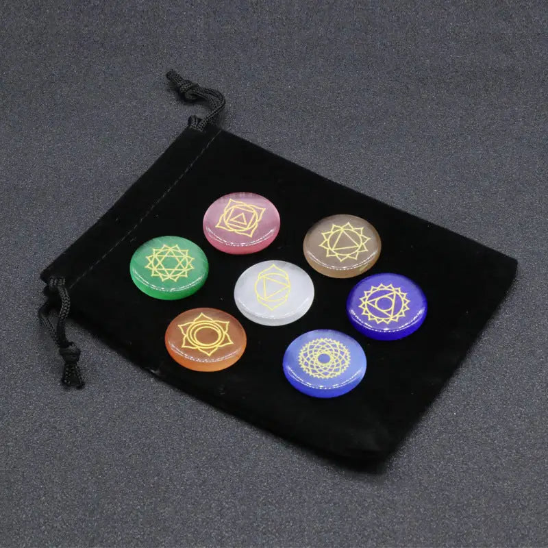 Seven Opal Chakras Yoga Energy Healing Stone Flannel Bag Wish Amazon Cross-Border Hot Sale Beyond Trends Hub
