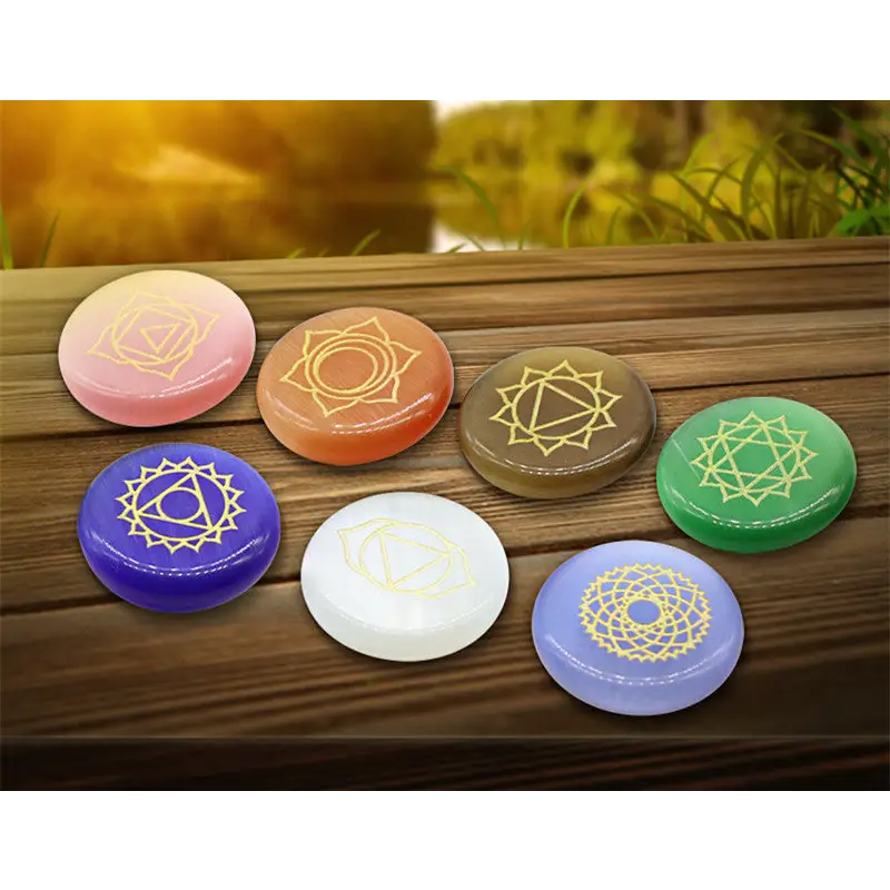 Seven Opal Chakras Yoga Energy Healing Stone Flannel Bag Wish Amazon Cross-Border Hot Sale Beyond Trends Hub