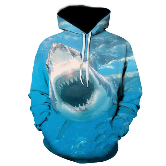 Shark Pullover Loose Hoodie For  Men And Women 3 D Hoodies Beyond Trends Hub