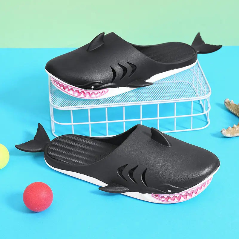 Shark Slippers Beach Shoes Home Flat Slippers Women Men - 4