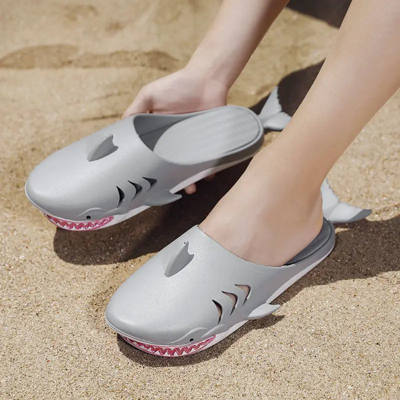 Shark Slippers Beach Shoes Home Flat Slippers Women Men - 4