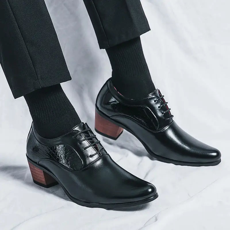 Sharp pointed men’s business dress men’s leather shoes British style groom’s wedding shoes