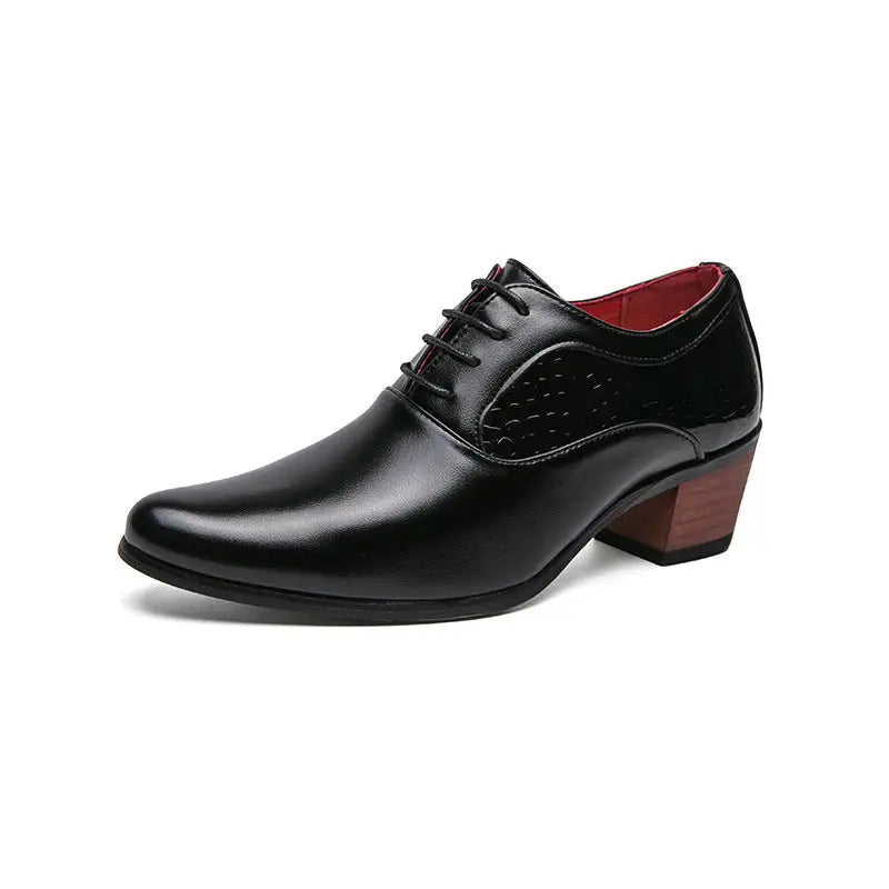 Sharp pointed men’s business dress men’s leather shoes British style groom’s wedding shoes - Matte / 38