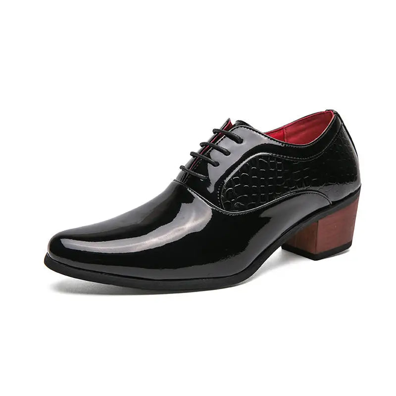 Sharp pointed men’s business dress men’s leather shoes British style groom’s wedding shoes - pearlite layer / 38