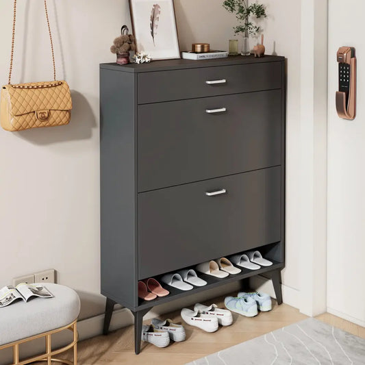 Shoe Cabinet Shoe Storage Shelves Grey - Antique Gray