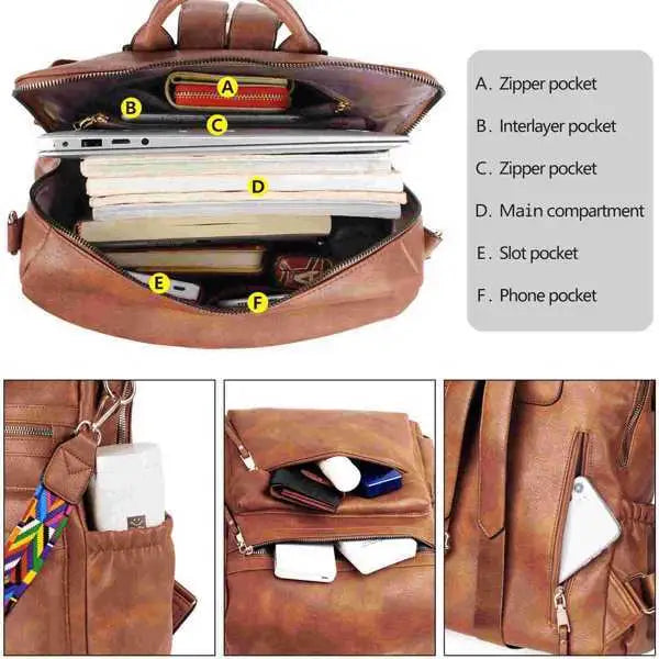 Shoulder Bag For Women Fashionable PU Leather - Brown - 5