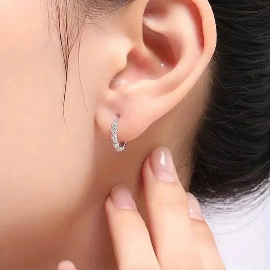 Simple Delicate Earrings Women’s Fashion - E3655 White Gold Color