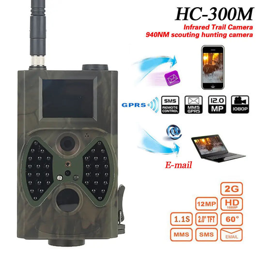 Skatolly HC300M Hunting Camera GSM 12MP 1080P Photo Traps Night Vision Wildlife infrared Hunting Trail Cameras hunt Chasse scout - Beyond Trends Hub 