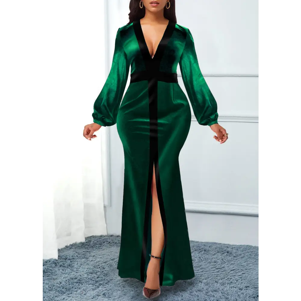 Slim Party Mop Dress Slit Women - Green / 2XL
