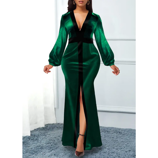 Slim Party Mop Dress Slit Women - Green / 2XL