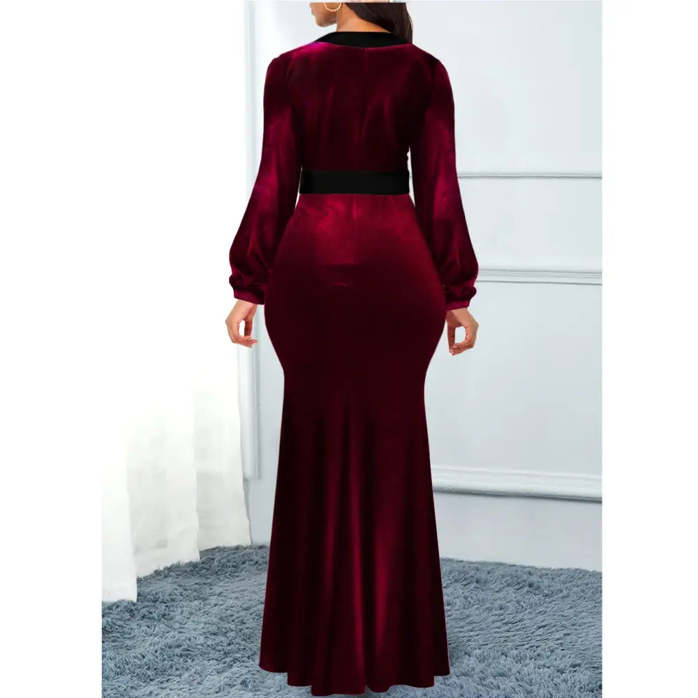 Slim Party Mop Dress Slit Women - Wine Red / 2XL
