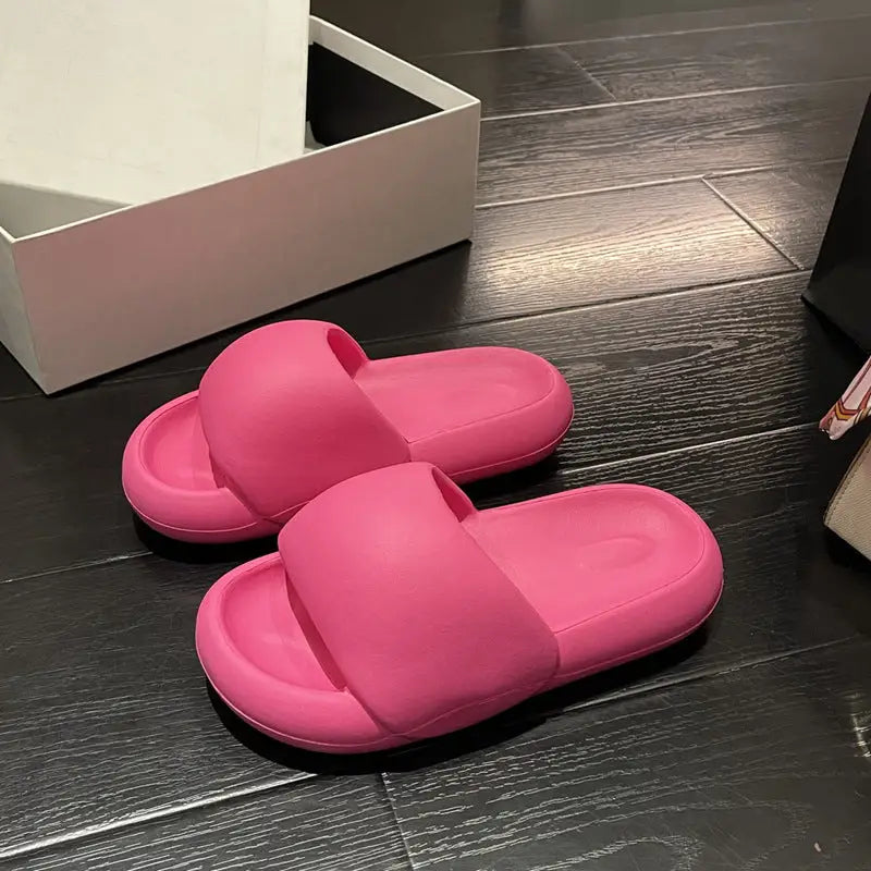 Slippery Slippers Indoor And Outdoor Wear Non-slip Thick Bottom Home Sandals - Rose red / 36to37