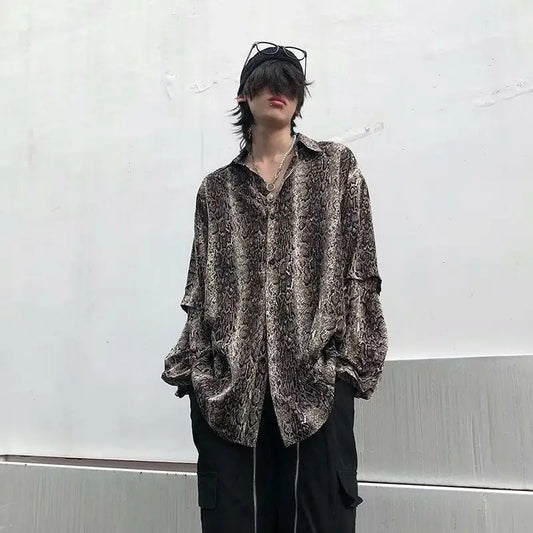 Snakeskin Pattern Shirt Men And Women Loose Drape Personalized Top Trendy Beyond Trends Hub