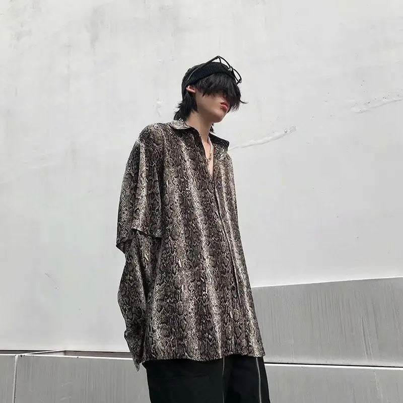 Snakeskin Pattern Shirt Men And Women Loose Drape Personalized Top Trendy Beyond Trends Hub